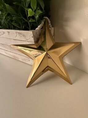 Decorative Metallic Shiny 5 Point Star Accent - Gold Color.  Approx 7”.